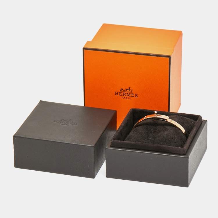 Pre Owned Hermes Kelly Diamonds 18k Rose Gold Small Model Bracelet