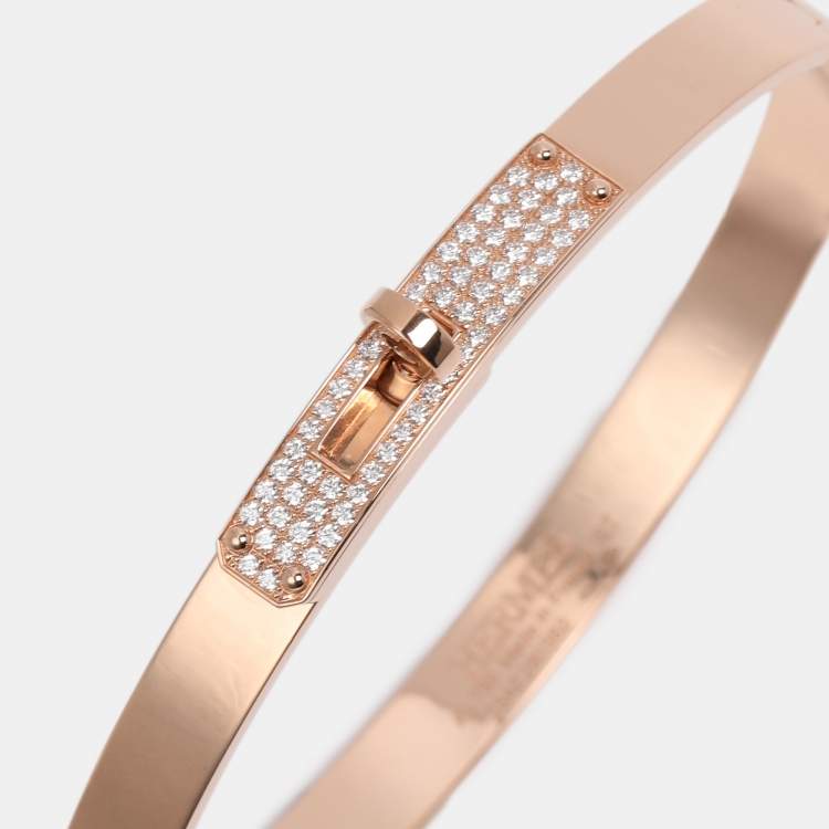 Pre Owned Hermès Kelly Diamonds 18k Rose Gold Small Model Kelly Bracelet