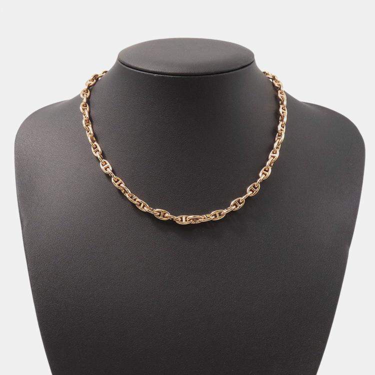 Pre Owned قلادة هيرميس شاين دانكر 62 إطار حجم تيمب 18k ذهب وردي