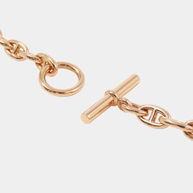 Pre Owned قلادة هيرميس شاين دانكر 62 إطار حجم تيمب 18k ذهب وردي