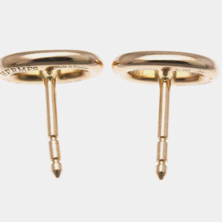 Pre Owned Hermes Chaine D'Ancre No Stone Pink Gold 18K Stud Earrings Pink Gold
