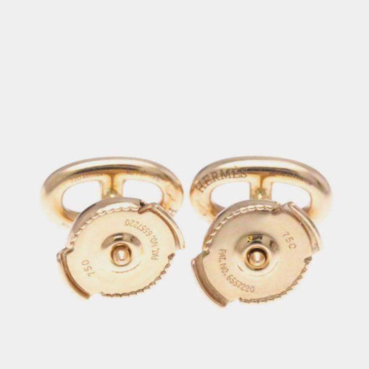 Pre Owned Hermes Chaine D'Ancre No Stone Pink Gold 18K Stud Earrings Pink Gold