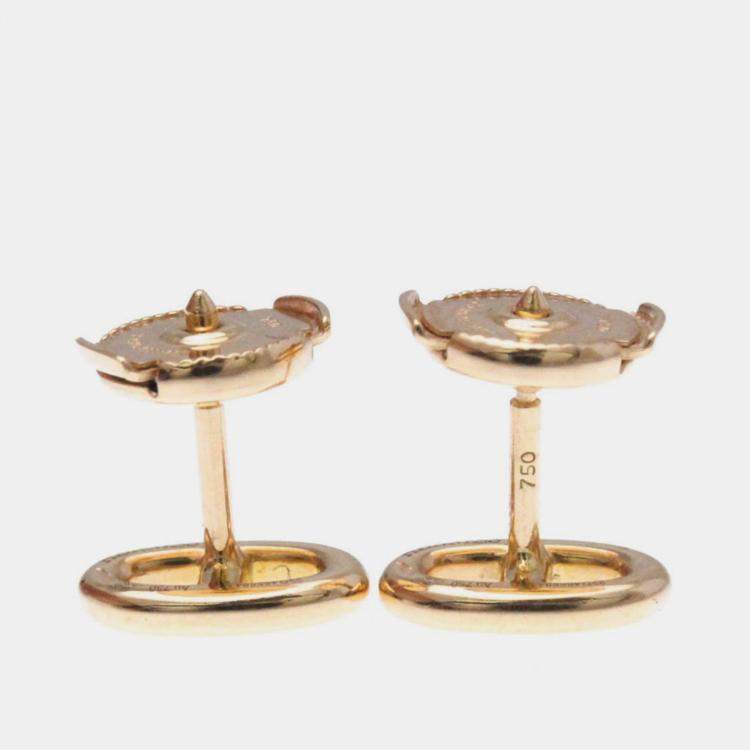 Pre Owned Hermes Chaine D'Ancre No Stone Pink Gold 18K Stud Earrings Pink Gold