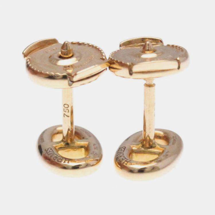 Pre Owned Hermes Chaine D'Ancre No Stone Pink Gold 18K Stud Earrings Pink Gold