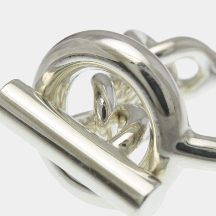 Pre Owned Hermes Croisette Ring Silver Fashion No Stone Band Ring Silver EU 51