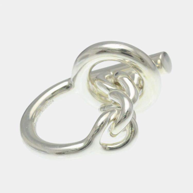 Pre Owned Hermes Croisette Ring Silver Fashion No Stone Band Ring Silver EU 51