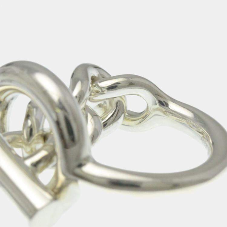 Pre Owned Hermes Croisette Ring Silver Fashion No Stone Band Ring Silver EU 51