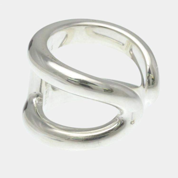 Pre Owned Hermes Osmos Ring GM Silver Fashion No Stone Band Ring Silver