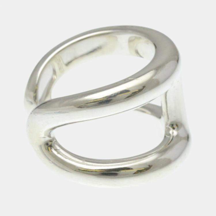 Pre Owned Hermes Osmos Ring GM Silver Fashion No Stone Band Ring Silver