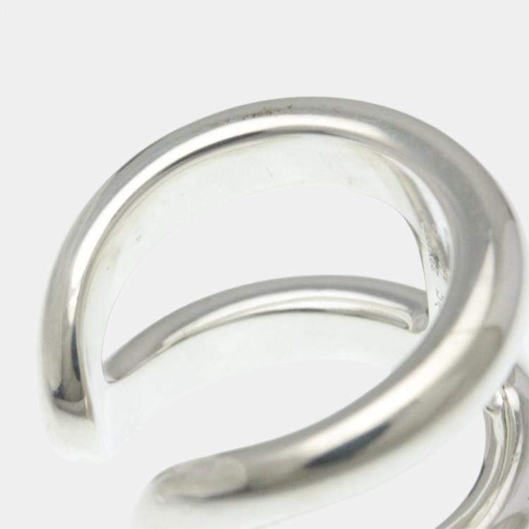 Pre Owned Hermes Osmos Ring GM Silver Fashion No Stone Band Ring Silver