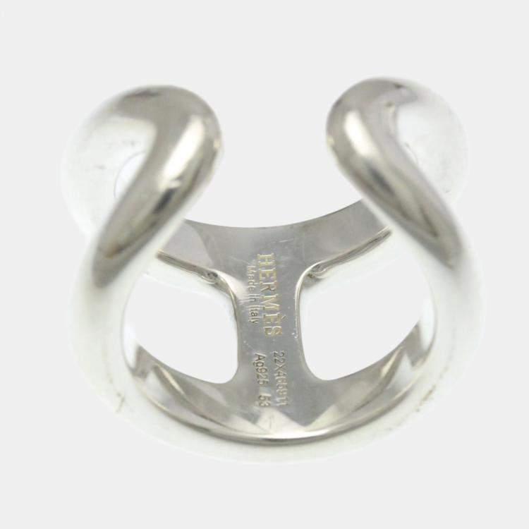 Pre Owned Hermes Osmos Ring GM Silver Fashion No Stone Band Ring Silver