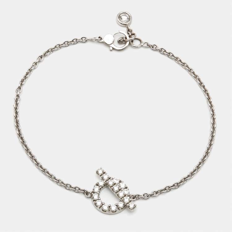 Pre Owned Hermes Finesse Diamonds 18k White Gold Bracelet