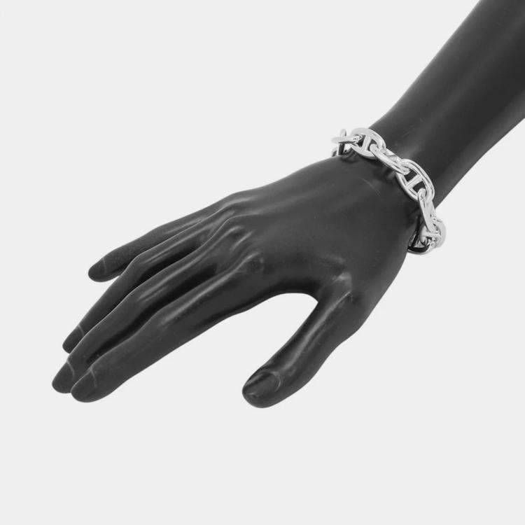 Pre Owned Hermes Chaine D'Ancre Bracelet 12 Frames Size Gm Sv925