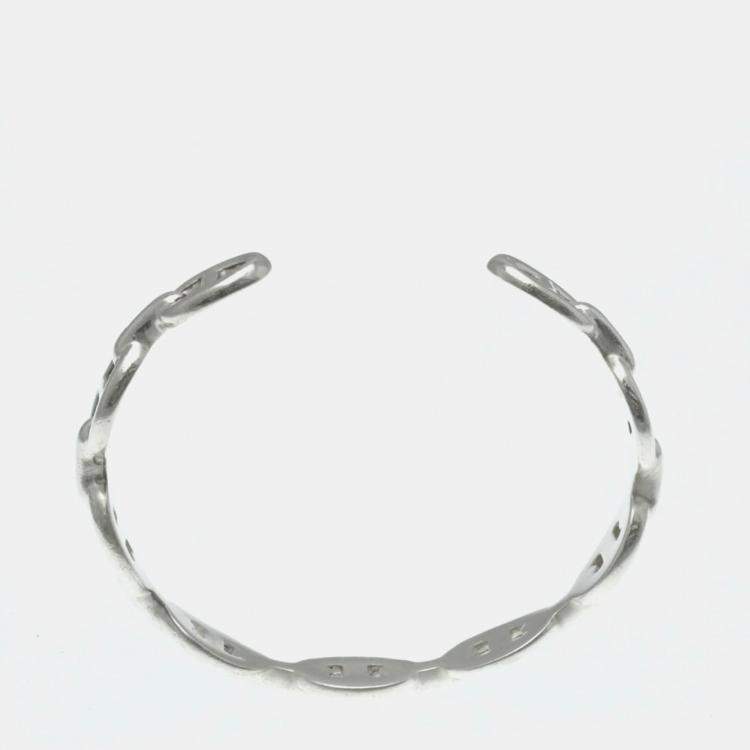 Pre Owned Hermes Chaine D'Ancre Silver 925 No Stone Bangle Silver