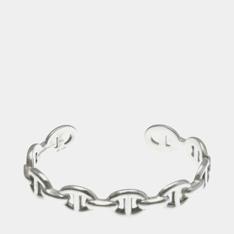 Pre Owned Hermes Chaine D'Ancre Silver 925 No Stone Bangle Silver
