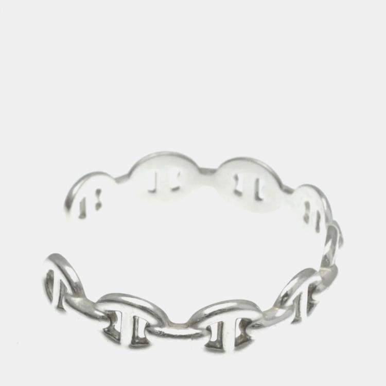 Pre Owned Hermes Chaine D'Ancre Silver 925 No Stone Bangle Silver
