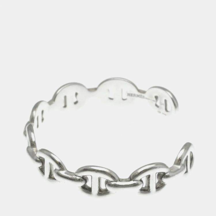Pre Owned Hermes Chaine D'Ancre Silver 925 No Stone Bangle Silver