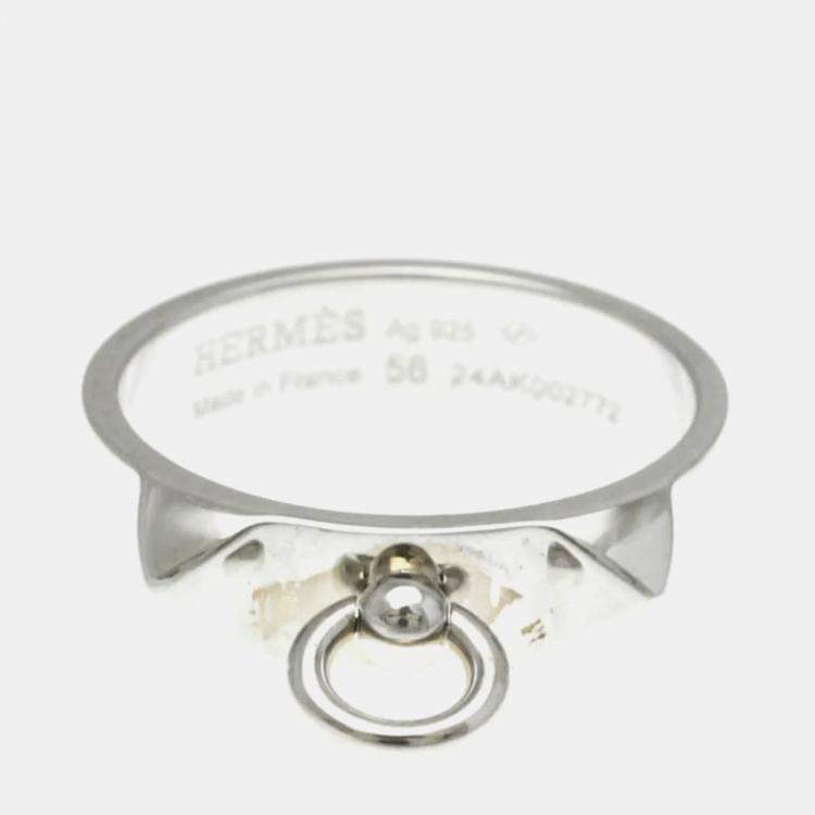 Pre Owned Hermes Collier De Chien Ring Silver 925 Fashion No Stone Band Ring Silver