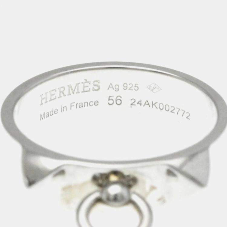Pre Owned Hermes Collier De Chien Ring Silver 925 Fashion No Stone Band Ring Silver