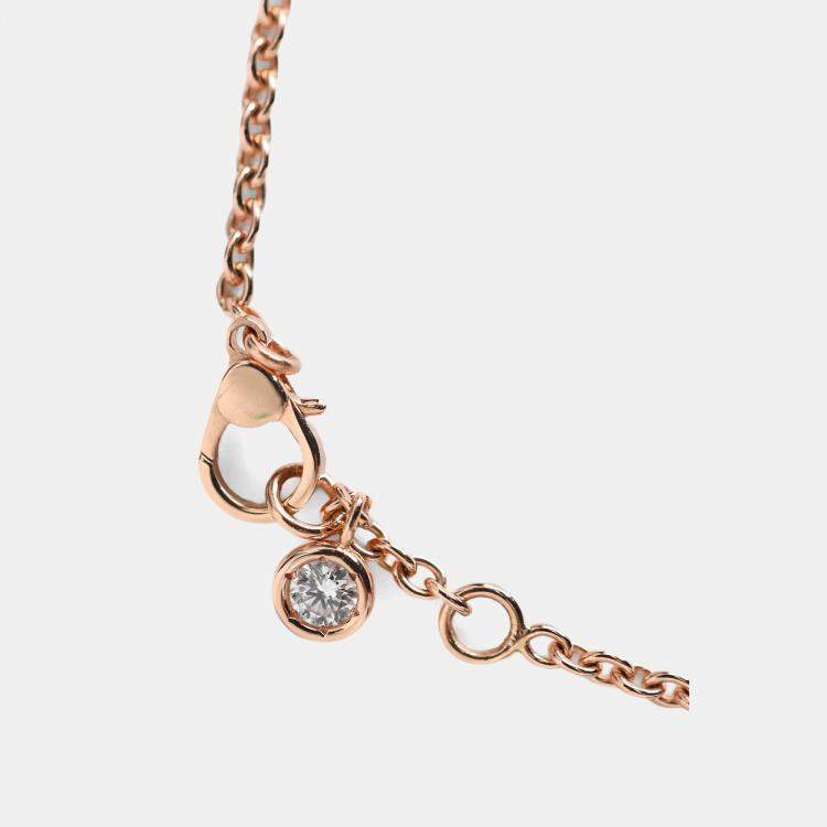Pre Owned Hermes 18K Rose Gold Diamond Set Finesse Bracelet Size LG