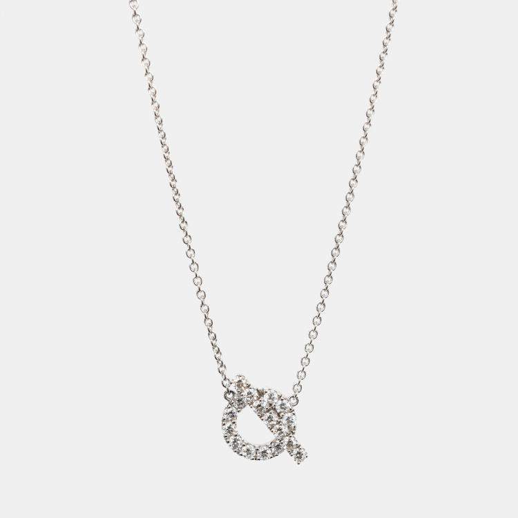 Pre Owned Hermes 18K White Gold Diamond Set Finesse Pendant Necklace