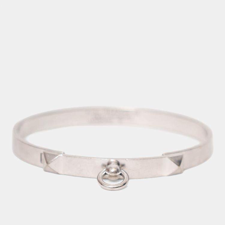 Pre Owned Hermes 18K White Gold Collier de Chien Bracelet