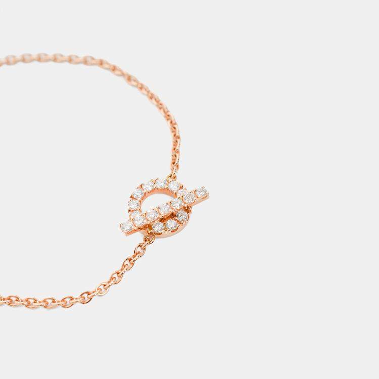 Pre Owned Hermes 18K Rose Gold Diamond Finesse Bracelet