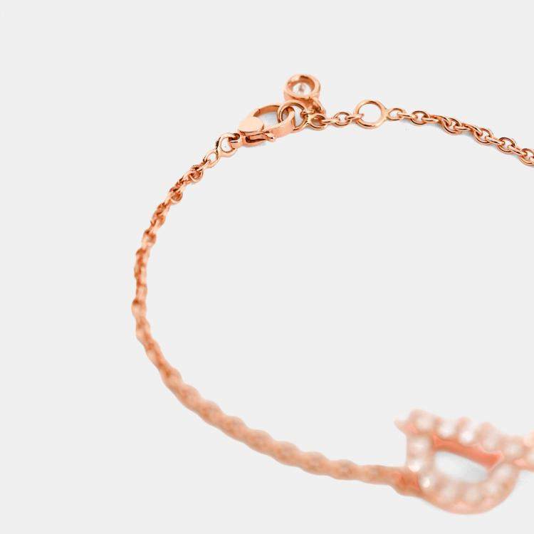 Pre Owned Hermes 18K Rose Gold Diamond Set Finesse Bracelet