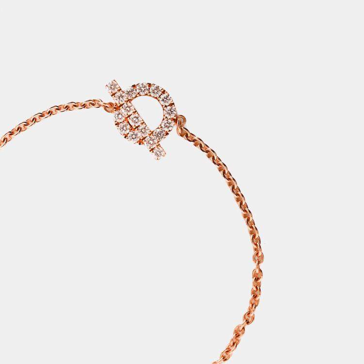 Pre Owned Hermes 18K Rose Gold Diamond Set Finesse Bracelet