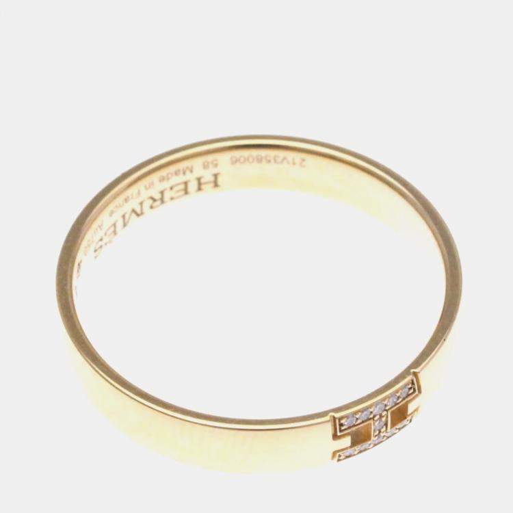 Pre Owned Hermes Hercules Diamond 18K Pink Gold Band Ring 