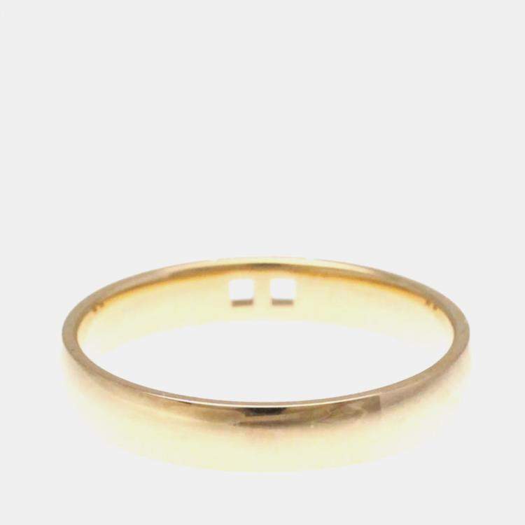 Pre Owned Hermes Hercules Diamond 18K Pink Gold Band Ring 