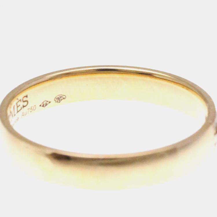 Pre Owned Hermes Hercules Diamond 18K Pink Gold Band Ring 