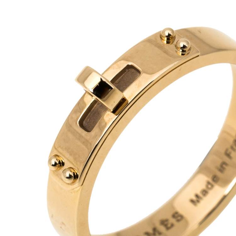 Pre Owned  Hermes Kelly 18K Rose Gold Narrow Ring Size 53