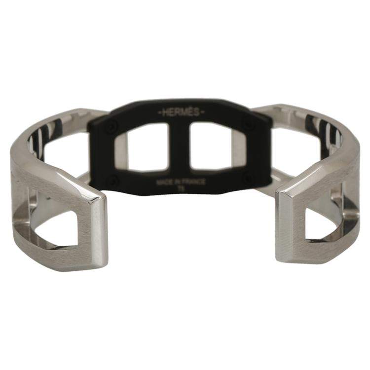Pre Owned Hermes Matte PVD and Stainless Steel Tetris Cuff Bracelet