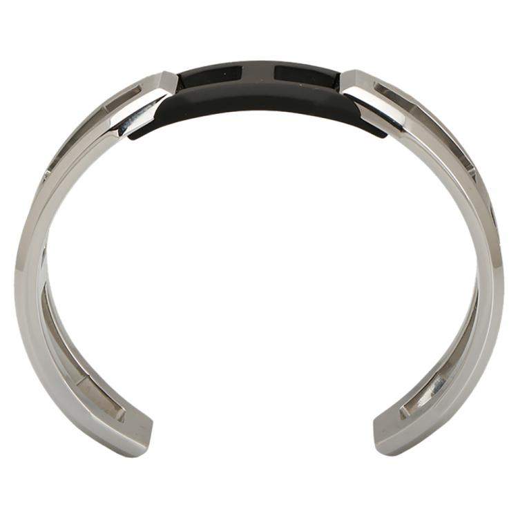 Pre Owned Hermes Matte PVD and Stainless Steel Tetris Cuff Bracelet