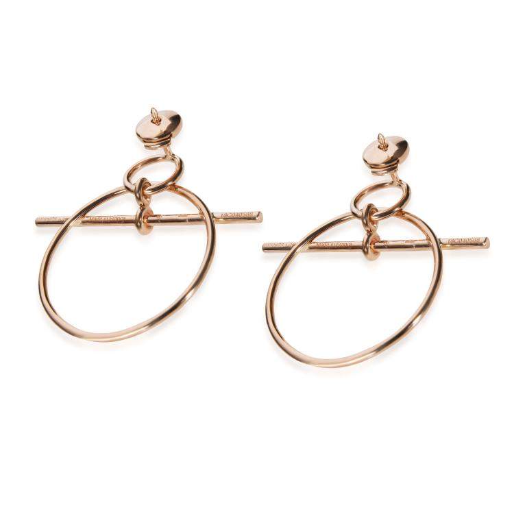 Pre Owned Hermes 18K Rose Gold Loop Small Model Earrings
