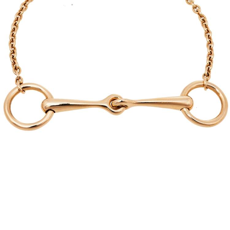 Pre Owned Hermes Filet d'Or Diamond 18K Rose Gold Bracelet SH