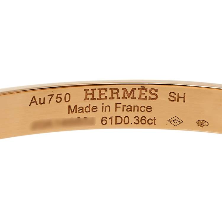 Pre Owned Hermes Kelly Small Model Diamond 18K Rose Gold Bracelet SH