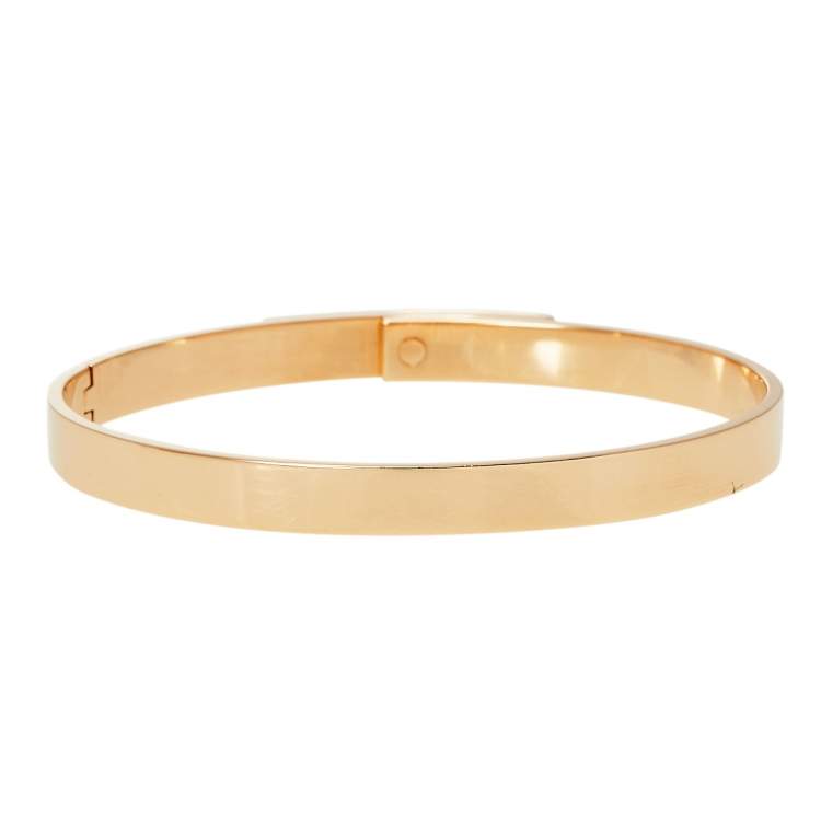 Pre Owned Hermes Kelly Small Model Diamond 18K Rose Gold Bracelet SH