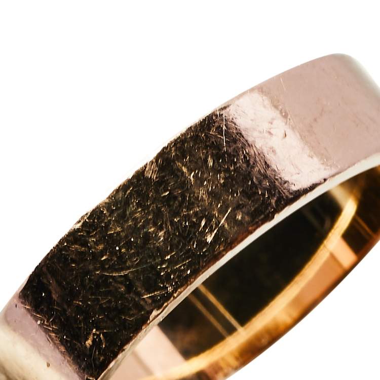 Pre Owned Hermes Collier De Chien Diamond 18K Rose Gold Band Rings Size 53
