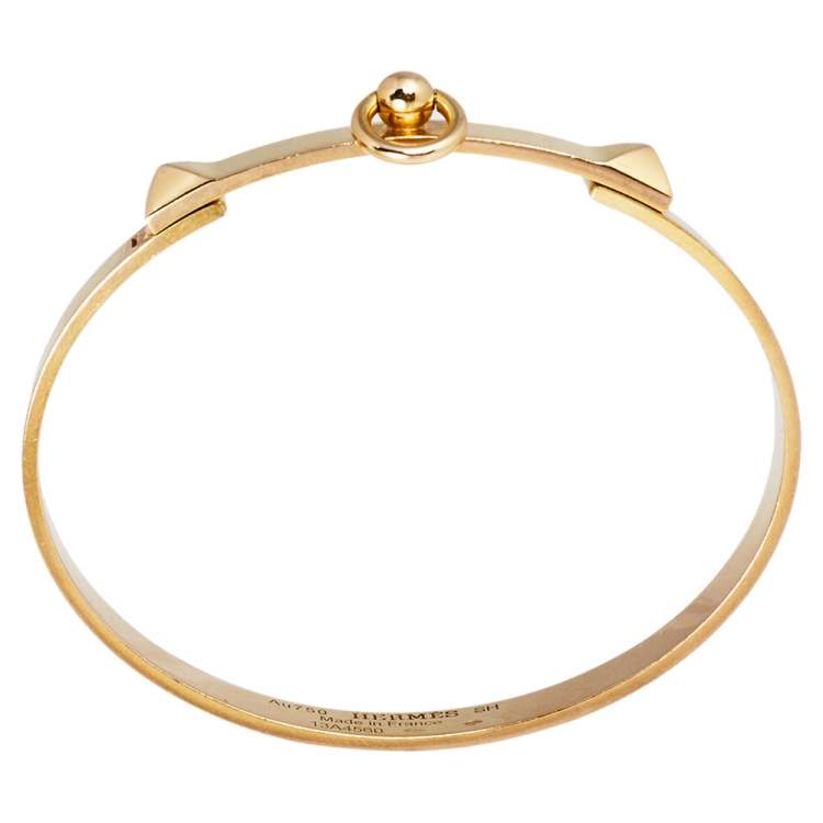 Pre Owned Hermes Collier de Chien 18K Yellow Gold Narrow Bracelet SH