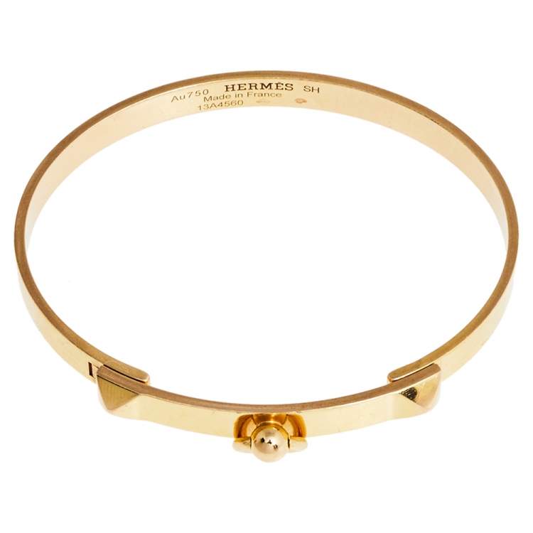 Pre Owned Hermes Collier de Chien 18K Yellow Gold Narrow Bracelet SH