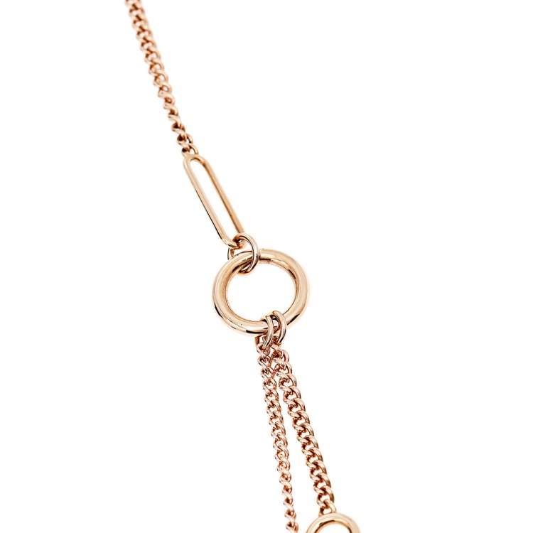Pre Owned Hermes Echappee 18K Rose Gold Long Station Necklace