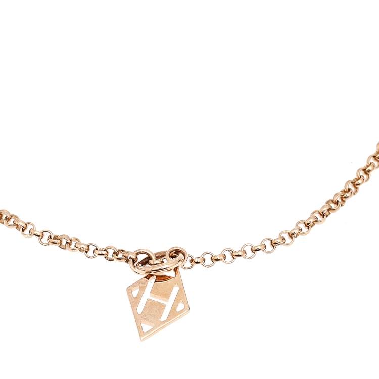 Pre Owned Hermes Gambade Diamonds 18k Rose Gold Long Station Necklace 