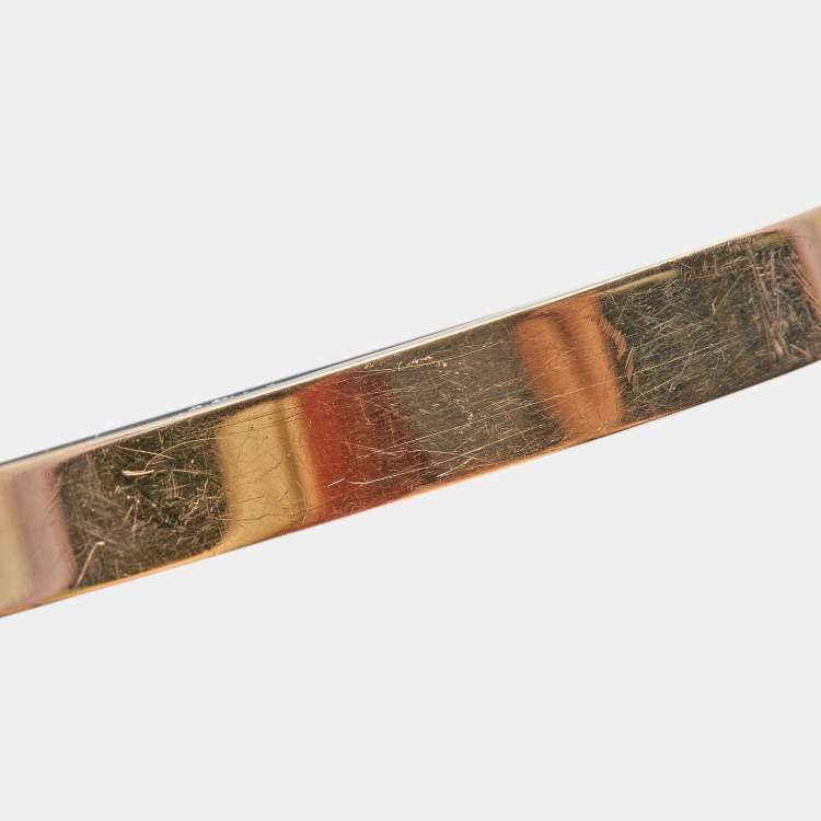 Pre Owned Hermes Kelly Diamond 18k Rose Gold Small Model Bangle Bracelet ST