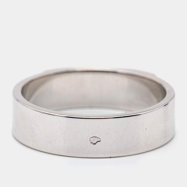 Pre Owned Hermes Kelly Diamond 18k White Gold Small Model Ring Size 52