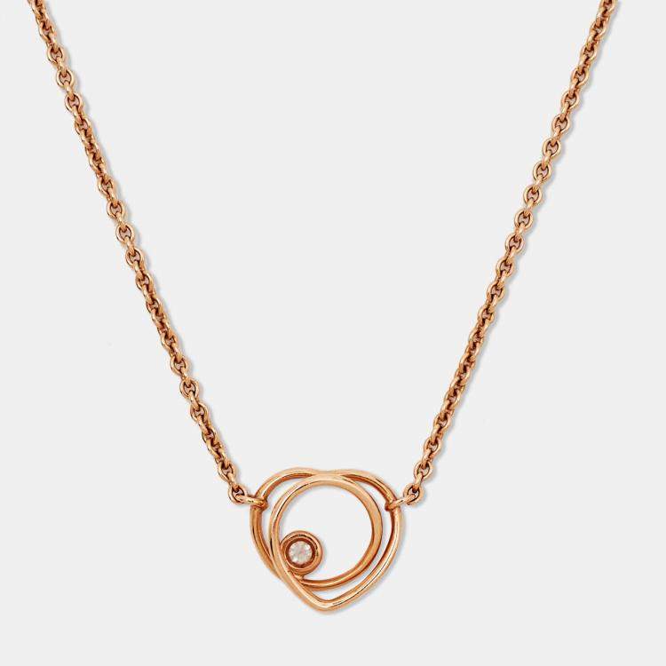 Pre Owned Hermes Vertige Cœur Diamond 18k Rose Gold Small Model Necklace