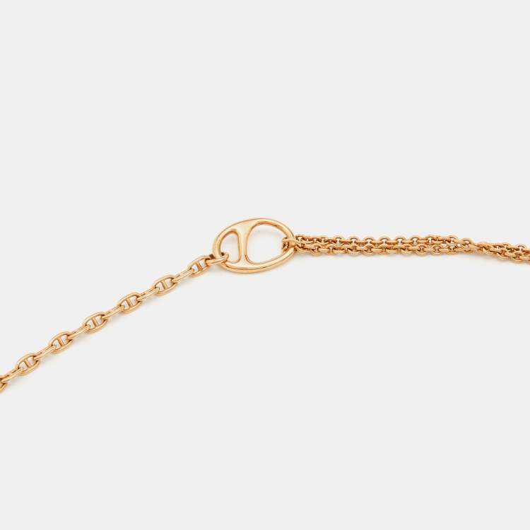 Pre Owned Hermès Chaine d'Ancre Punk Diamond 18k Rose Gold Large Model Necklace