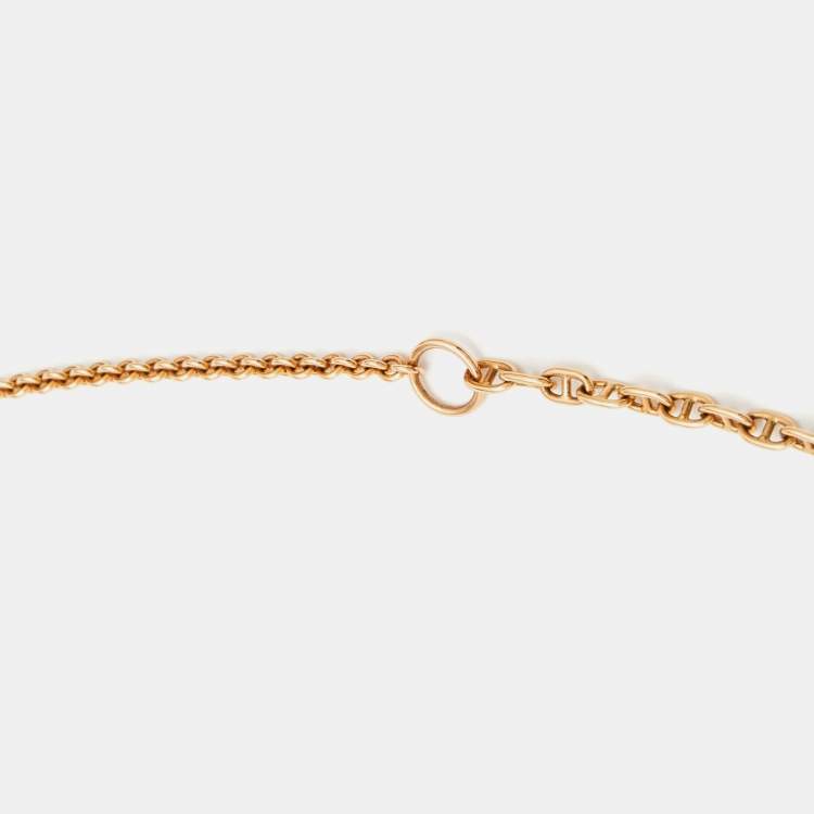 Pre Owned Hermès Chaine d'Ancre Punk Diamond 18k Rose Gold Large Model Necklace
