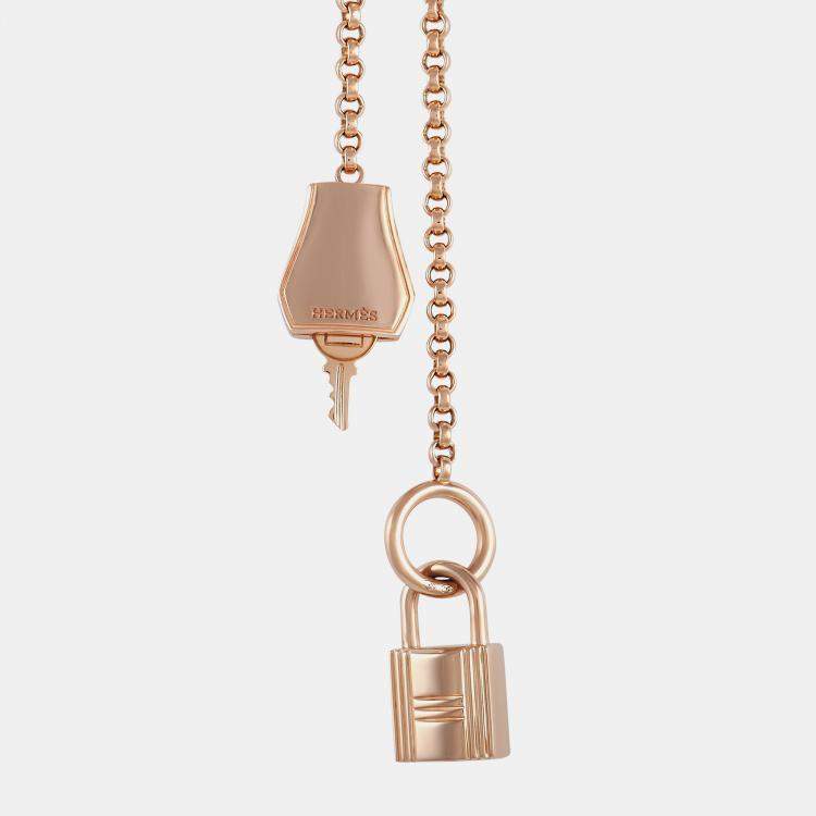 Pre Owned Hermes Kelly Clochette 18K Rose Gold Long Necklace